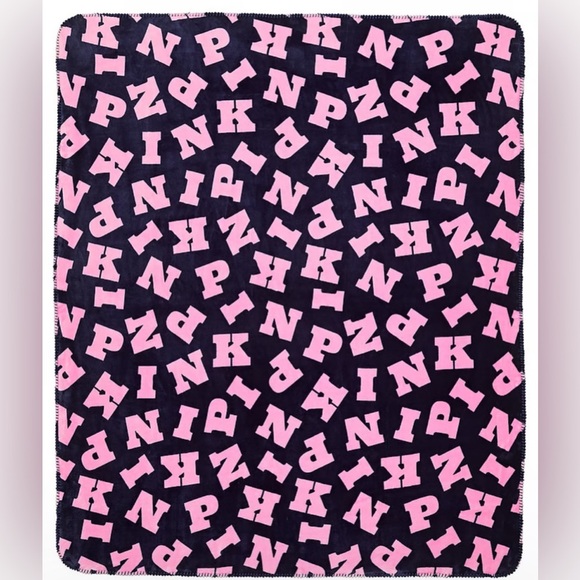 Pink Victoria Secret Monogram P I N K  blanket. Black and pink - Picture 1 of 4